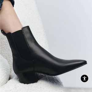 Zara HEELED LEATHER ANKLE BOOTS size 38